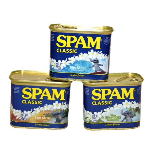 Spam Limited Edition Disney Lilo Stitch Hula Shaka Surfing Stitch Lot 3 Collect - Picture 1 of 10